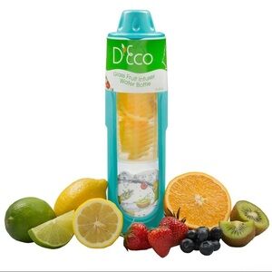 NWT-D'Eco Fruit Infused Glass Water Bottle - Green, 16.6oz